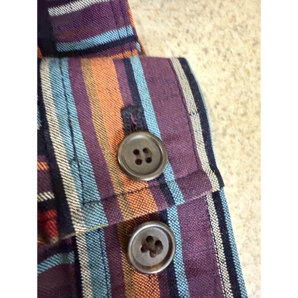 Evan Picone Shaket Blouse Sz 1 X Striped Long Sleeve Boho Western Crop Top - Picture 7 of 13